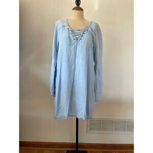 Sanctuary womens knee length long sleeve Jeans dress Lyocell size L